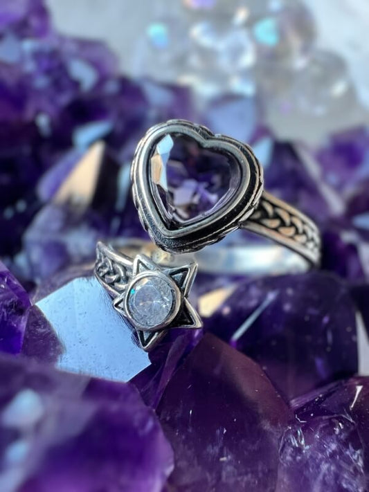 Sterling Silver Amethyst Heart Ring