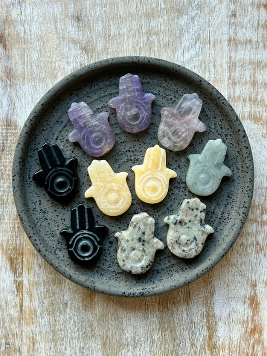 Natural Hamsa Hand Crystal Carvings