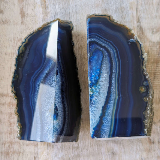 High Quality Blue Agate Bookends 1280g