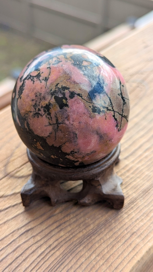 Rhodonite Calcite Sphere 372g