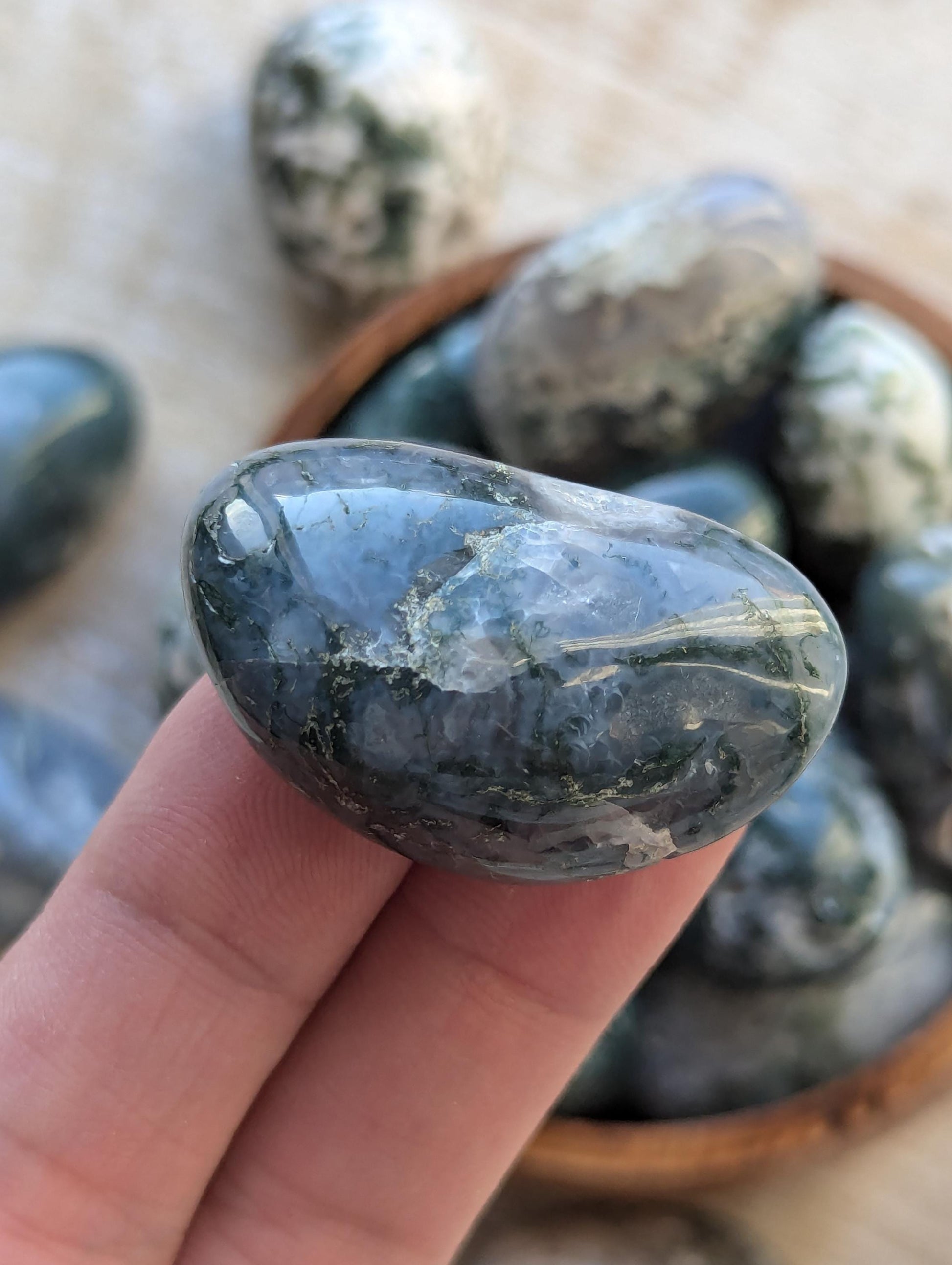 Moss agate stone