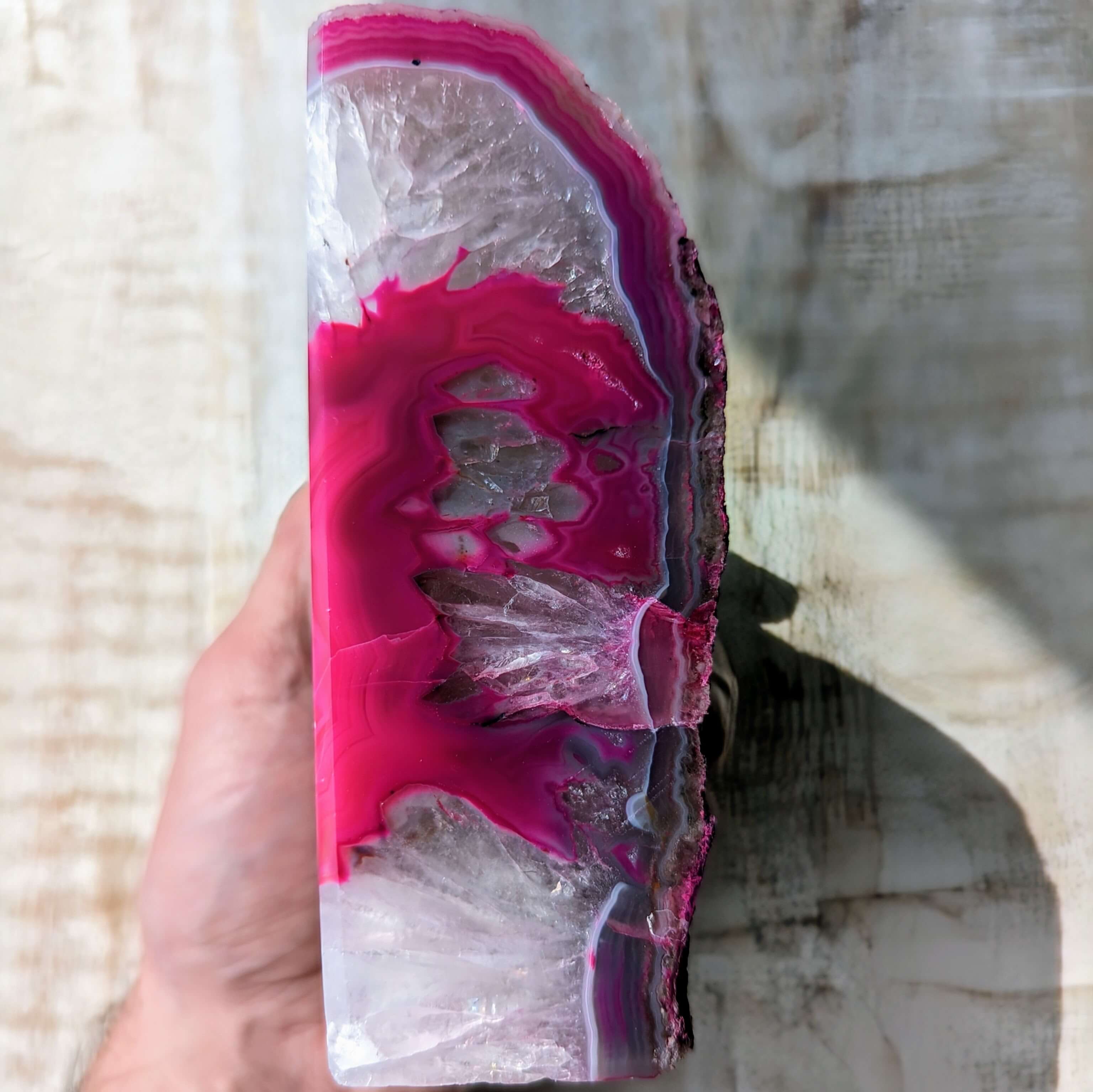 Dyed Pink Agate Bookends. Polished Agate bookends. Large Agate for display on sale or bookcase