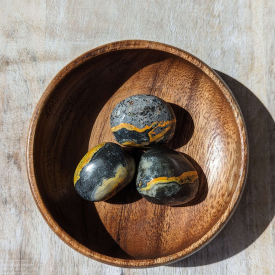Three-medium-size-Bumblebee-Jasper-palm-stones
