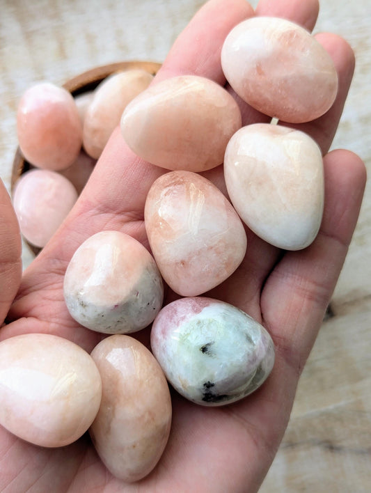 pink morganite tumbled stones