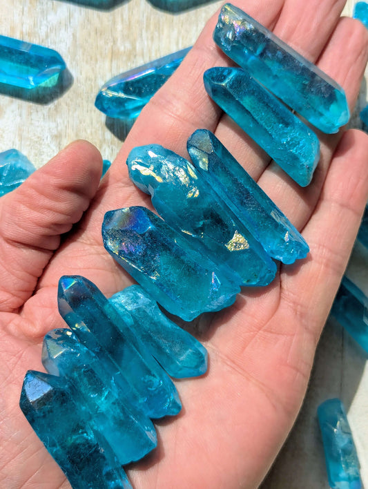 Aqua-Aura-Quartz-Crystals