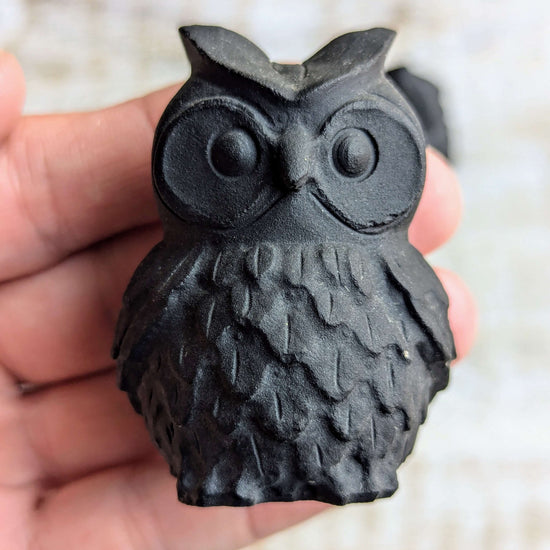 Black-Obsidian-Owl-Carving