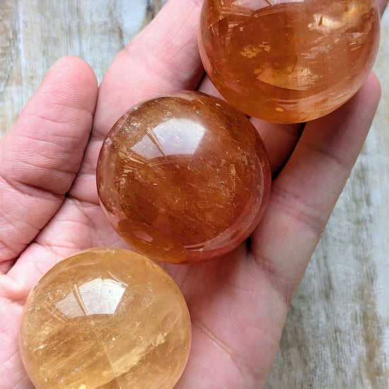 Honey-calcite-crystal-sphere