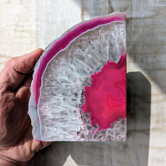 Pink-Agate-Geode-Bookend