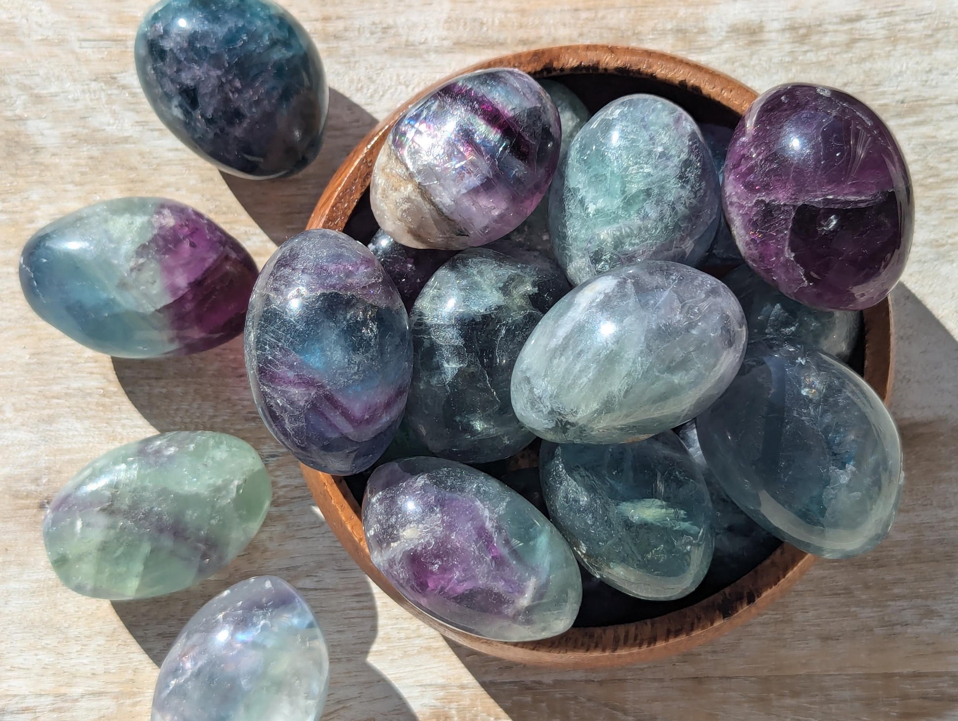  Rainbow Fluorite Tumbled Stones 