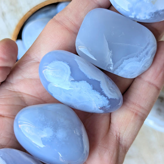 Tumbled Blue Lace Agate Gemstones