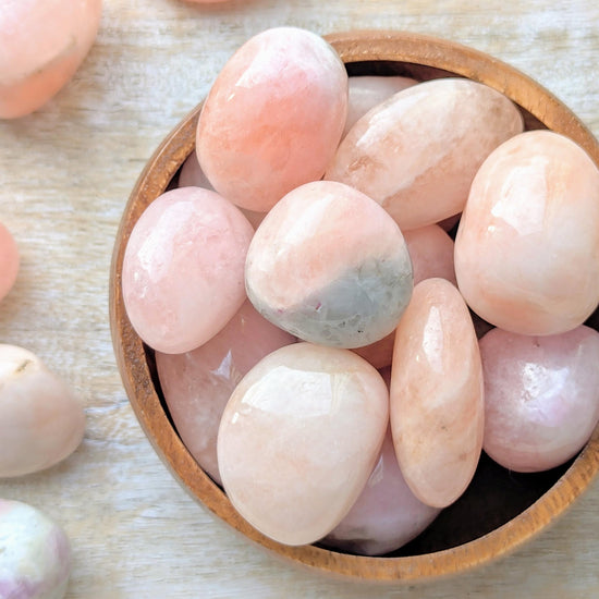pink morganite tumbled gemstones