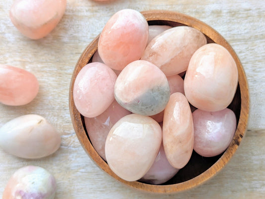 pink morganite tumbled gemstones