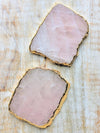 rose quartz gold electroplated coaster set