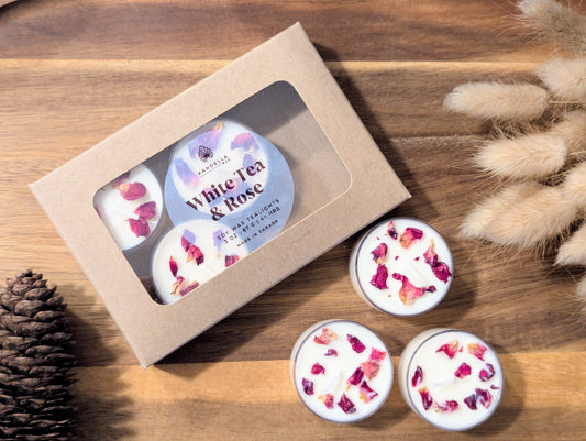 Soy wax Tea Light Candles with herbs and dried flowers